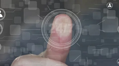 Business button 24 hours service online network sign Stock Footage 68043707