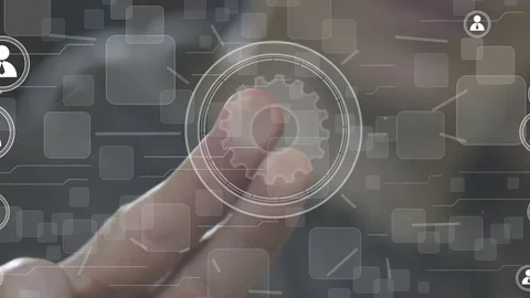 Business button engineering online communication network Stockbeeldmateriaal 70355335