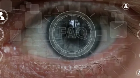 Business button FAQ network security interface retina eye imprint Stock Footage 68431118