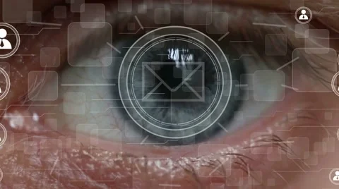 Business button messaging mail email sending security retina eye imprint Stock Footage 68050155