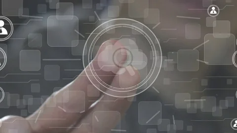 Business button search cloud magnifier loupe connection network icon Stock Footage 72269496