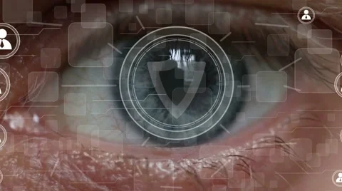 Business button shield security virus information interface retina eye imprin Stock Footage 68049886