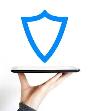 Business button shield security virus tablet icon Stock Illustration