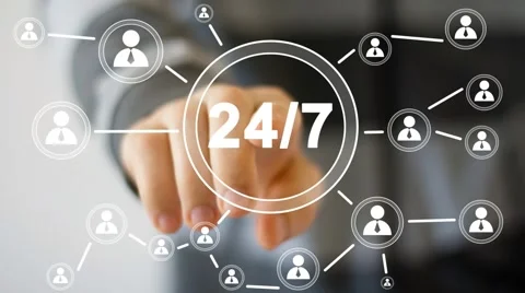 Business button web 24 hours service icon Stock Footage 51843919