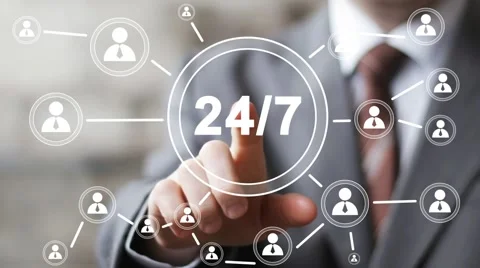 Business button web 24 hours service sign Stock Footage 52462947