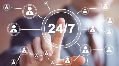 Business button web 24 hours service online Stock Footage 52724466