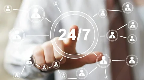 Business button web 24 hours service sign online Stock Footage 53192482