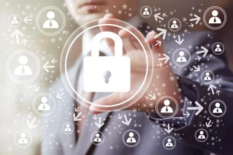 Business button web lock security online sign Stock Illustration