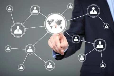 Business button web sign map connection icon. technology, internet and Stockfoto's