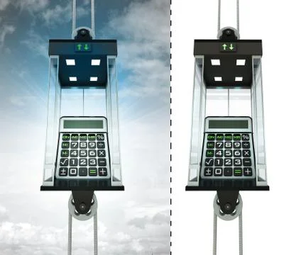 Business calculator in sky elevator concept also isolated one illustration Illustrazione stock