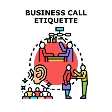 Business call etiquette concept explaining communication rules Illustration