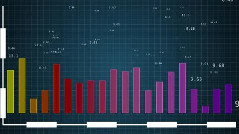 Business candle graph chart with copyspace on the screen. Illustrazione stock
