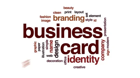 Business card animated word cloud, text design animation. Stock Footage