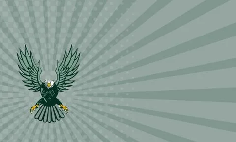 Business card Bald Eagle Swooping Wing Spread Isolated Retro Stock Illustration
