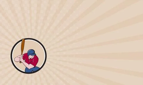 Business card Baseball Player Batting Circle Cartoon Stock Illustration