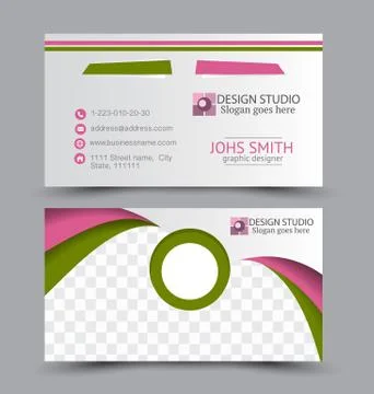 Business card design set template for company corporate style. Stock Illustration