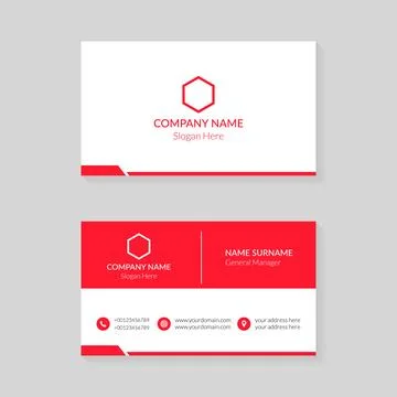 Business card design template. Red and White color creative and clean busin.. Stock Illustration