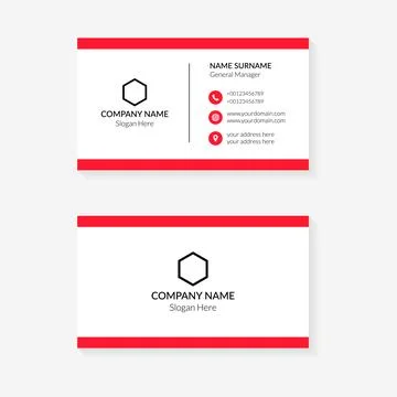 Business card design template. Red color creative and clean business card c.. Stock Illustration