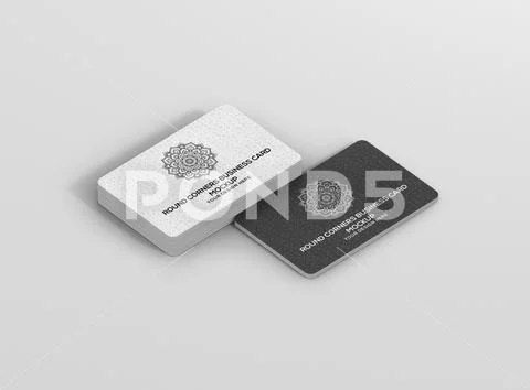 Business card mockup stack roundcorners 04 PSD Template
