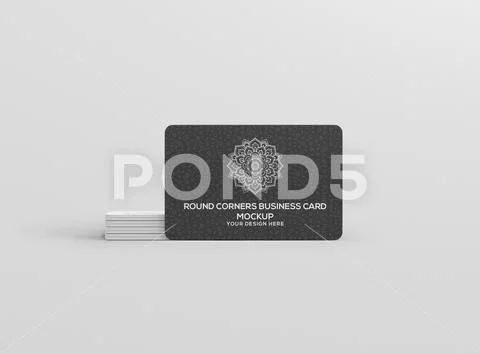 Business card mockup stack roundcorners 06 PSD Template