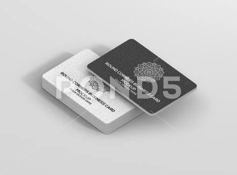 Business card mockup stack roundcorners 07 PSD Template