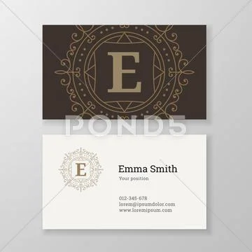 Business card monogram emblem letter E template design. Illustration ...