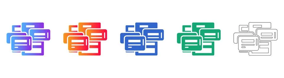 Business Card or Document Stack Icon Set Illustrazione stock