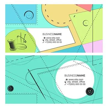 Business card pattern needle and thread concept Stockillustratie