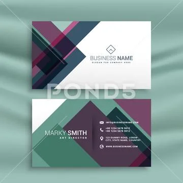 Business Card Presentation Template With Abstract Colorful Shapes