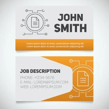 Business card print template with document logo Stock Illustration