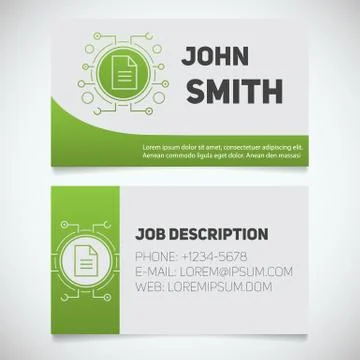 Business card print template with document logo Stock Illustration