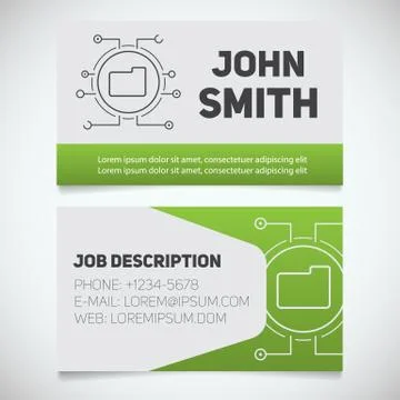 Business card print template with folder logo Stock Illustration