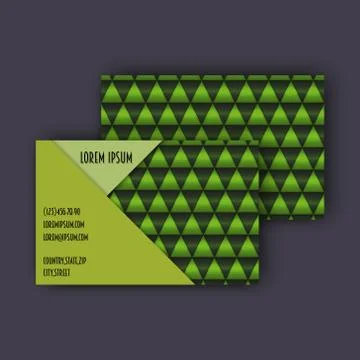 Business card template with 3D paper colorful triangle texture Stock Illustration