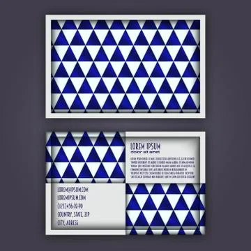 Business card template with 3D paper colorful triangle texture Stock Illustration