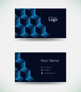 Business card template with blue elements. Stock Illustration