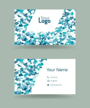 Business card template with blue rectangles pattern. 스톡 일러스트