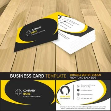 Business card template. Editable vector design with front and back side. Stock Illustration
