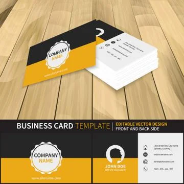 Business card template. Editable vector design with front and back side. Stock Illustration