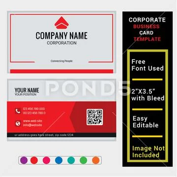 Business Card Template , Flat Style Vector Illustration, PSD Template