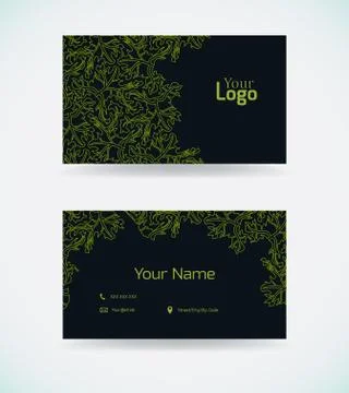 Business card template with green pattern. Stock Illustration