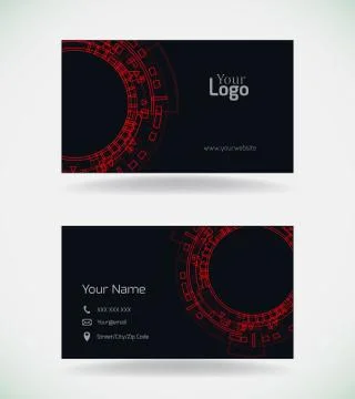 Business card template with red elements. Illustrazione stock