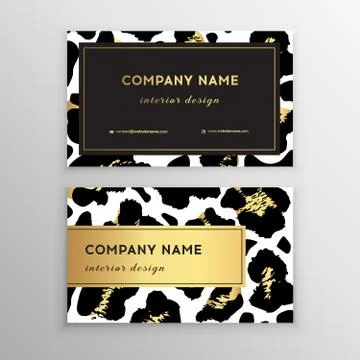 Business card trendy leopard pattern. Wild animals business card. Illustrazione stock