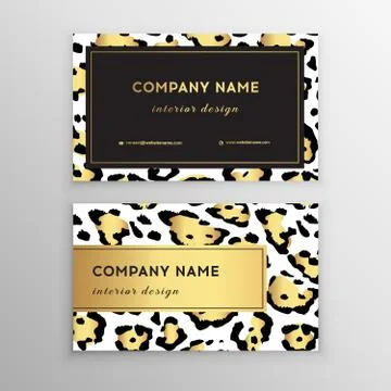 Business card trendy leopard pattern. Wild animals business card. 스톡 일러스트