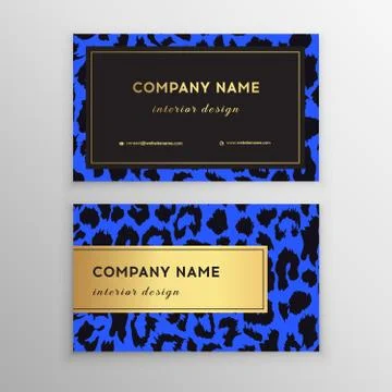 Business card trendy leopard pattern. Wild animals business card. Stock Illustration
