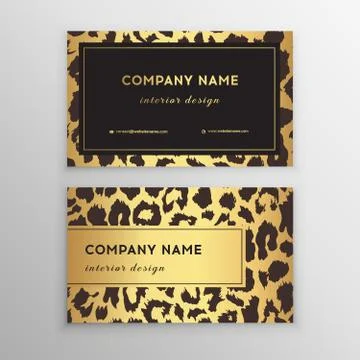 Business card trendy leopard pattern. Wild animals business card. Stock Illustration
