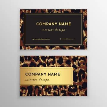 Business card trendy leopard pattern. Wild animals business card. Stock Illustration