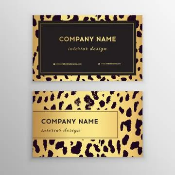 Business card trendy leopard pattern. Wild animals business card. Stock Illustration