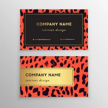 Business card trendy leopard pattern. Wild animals business card. 스톡 일러스트