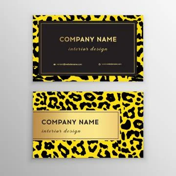 Business card trendy leopard pattern. Wild animals business card. 스톡 일러스트