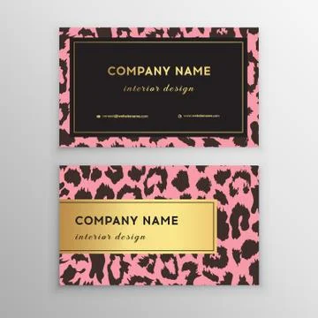 Business card trendy leopard pattern. Wild animals business card. 스톡 일러스트